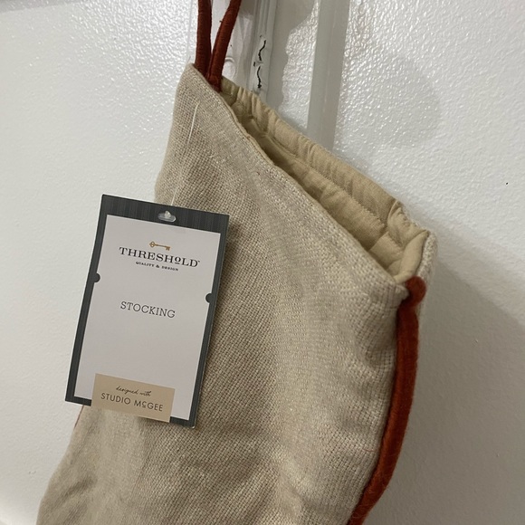 Studio McGee Beige/Deep Red Christmas Stocking - Picture 4 of 7